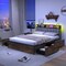 Twin/Full/Queen Bed Frame with LED Lights Upholstered Headboard and 4 Storage Drawers-Twin size